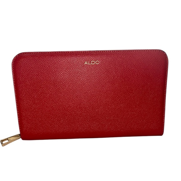 Aldo Handbags - Aldo Cherry Red w/ Gold Hardware Medium Clutch Wallet 8x5”